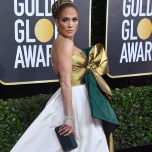 JLo wearing Full Bow Gown at the 2020 Golden Globes Awards
