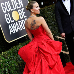 Scarlet Johansen goes bold in a Red Bow Gown at the 2020 Golden Globes