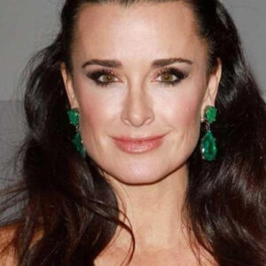 Kyle Richards in KJL Faux emerald earrings