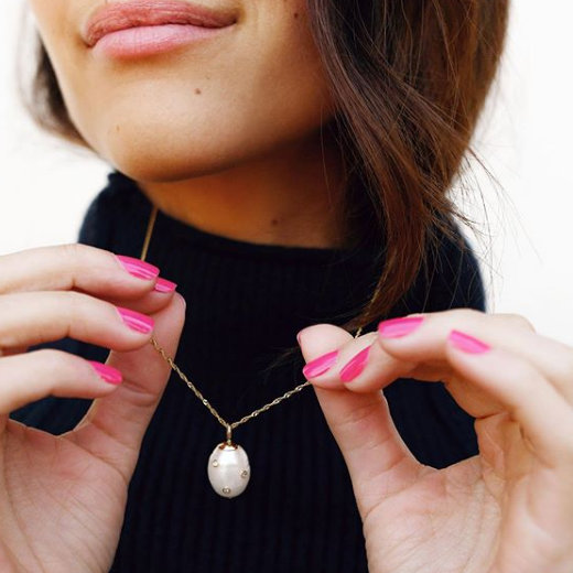 Studded Baroque Pearl Pendant by Ariel Godron