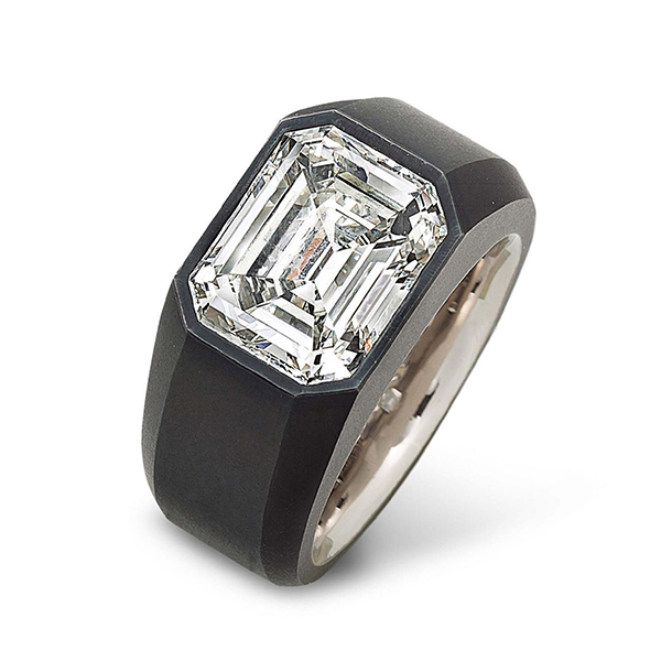 5 Contemporary sypsy set ring in iron white gold and diamond by Hemmerle