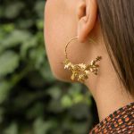 Oak Leaf and Acorn Branch Hoop Earrings