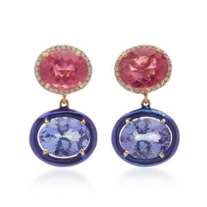 Carol Kauffman Gold, Tourmaline, Topaz and Diamond Earrings