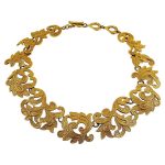Yves Saint Laurent YSL Vintage Leaf Lace Pattern Necklace